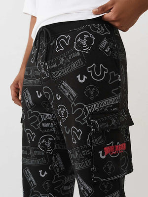 True Religion Cargopants Ticket Aop Cargo Straight Leg Jet Black