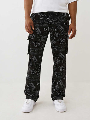 True Religion Cargopants Ticket Aop Cargo Straight Leg Jet Black