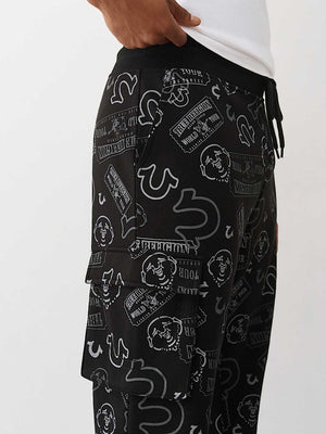 True Religion Cargopants Ticket Aop Cargo Straight Leg Jet Black