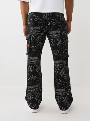 True Religion Cargopants Ticket Aop Cargo Straight Leg Jet Black