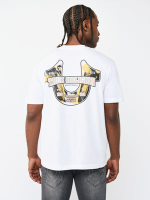True Religion T-Shirt Abstract Denim White