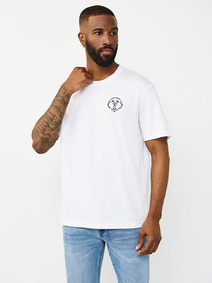 True Religion T-Shirt Applique Multi Optic White