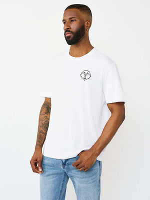 True Religion T-Shirt Applique Multi Optic White