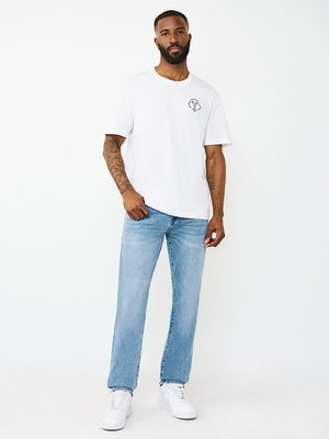 True Religion T-Shirt Applique Multi Optic White