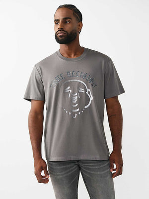 True Religion T-Shirt Stud Buddha Granite Grey