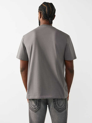 True Religion T-Shirt Stud Buddha Granite Grey