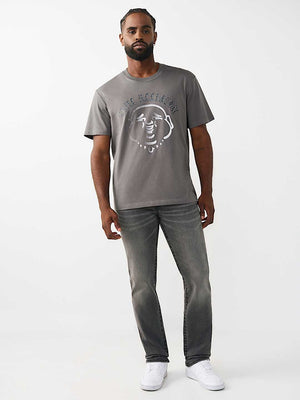True Religion T-Shirt Stud Buddha Granite Grey