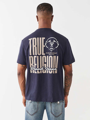 True Religion T-Shirt Elongated Tr Silicone Blue
