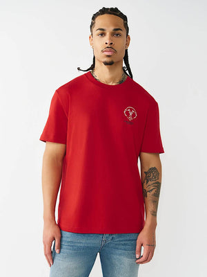 True Religion T-Shirt Elongated Tr Silicone Travertine Red
