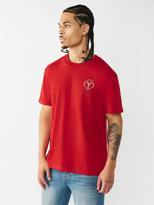 True Religion T-Shirt Elongated Tr Silicone Travertine Red