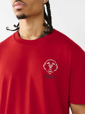 True Religion T-Shirt Elongated Tr Silicone Travertine Red