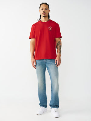 True Religion T-Shirt Elongated Tr Silicone Travertine Red