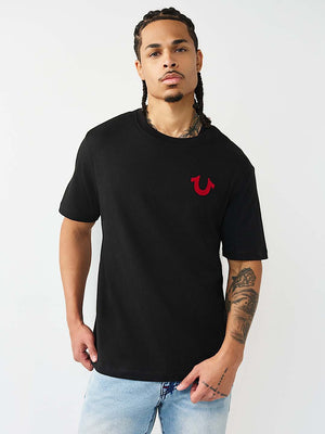 True Religion T-Shirt Dimensional Tr Flock Jet Black