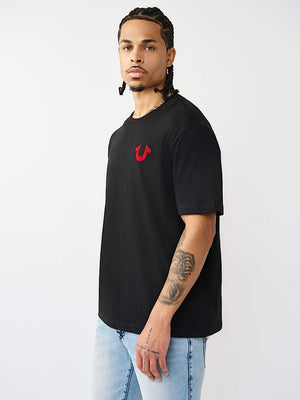 True Religion T-Shirt Dimensional Tr Flock Jet Black