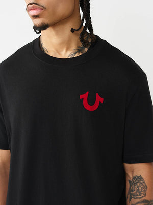 True Religion T-Shirt Dimensional Tr Flock Jet Black