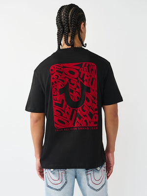 True Religion T-Shirt Dimensional Tr Flock Jet Black