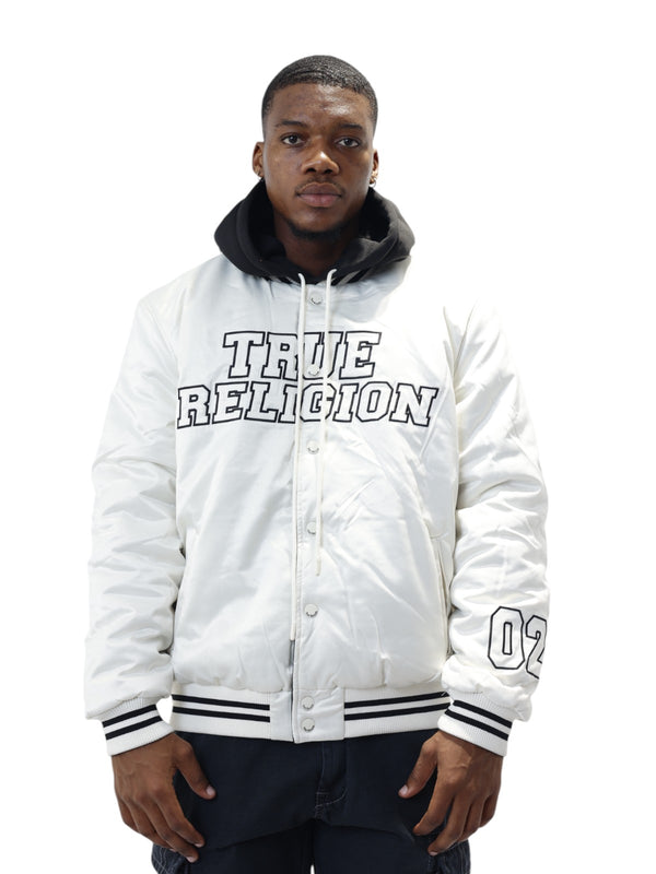 True Religion Reversible Bomber Jacket Winter White-Jet Black