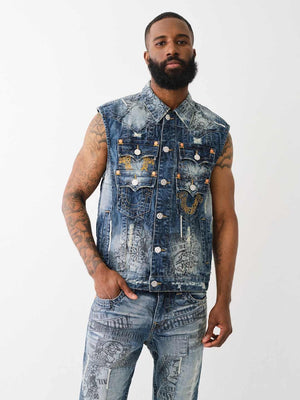 True Religion T-Shirt Stacked Pocket Vest Brown-True Religion