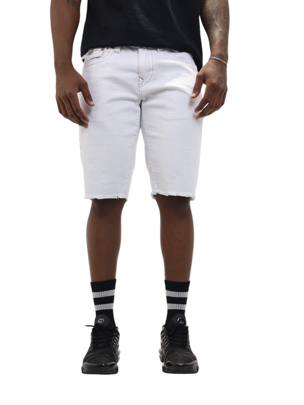 True Religion Shorts Ricky Flap Raw Hem Optic White