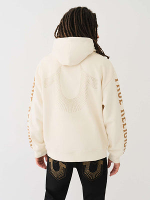 True Religion Relaxed Hoodie Stud Winter White-True Religion