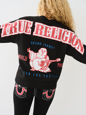 True Religion Anniversary Sweater Ladies Relaxed Jet Black-True Religion