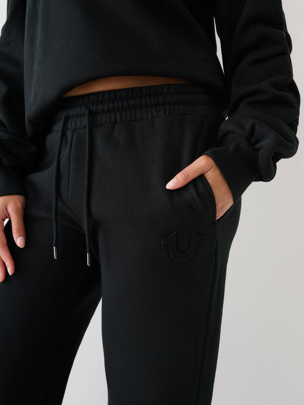 True Religion Track Pants Ladies Straight Leg Jet Black