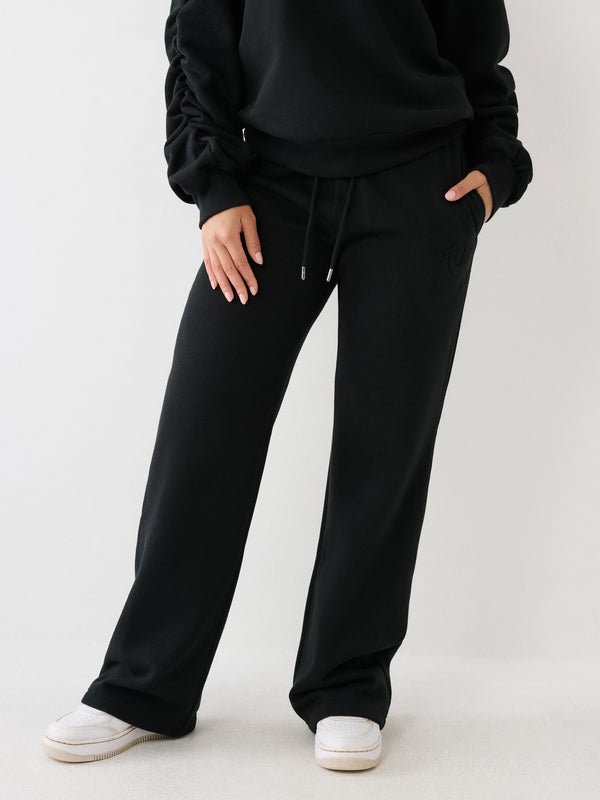 True Religion Track Pants Ladies Straight Leg Jet Black