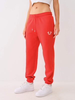 True Religion Crystal Track Pants Classic Fiery Red-True Religion