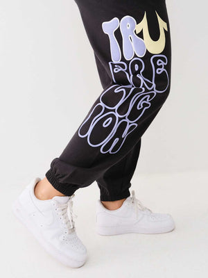 True Religion Track Pants Ladies Fleece Jet Black-True Religion