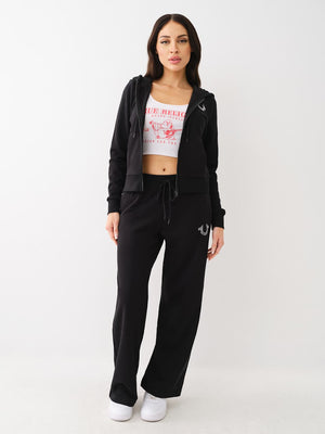 True Religion Crystal French Terry Track Pants Winter White-True Religion