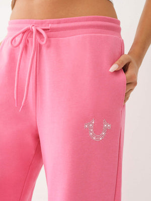 True Religion Crystal French Terry Track Pants Pink-True Religion