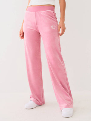 True Religion Crystal Wing Track Pants Stright Leg Heather Rose-True Religion