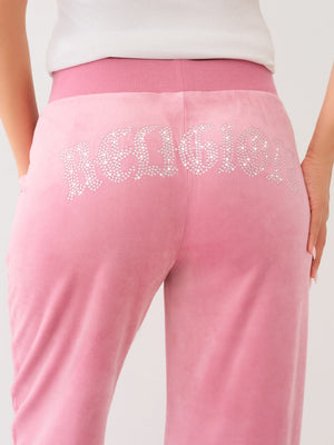 True Religion Crystal Wing Track Pants Stright Leg Heather Rose-True Religion