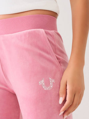 True Religion Crystal Wing Track Pants Stright Leg Heather Rose-True Religion