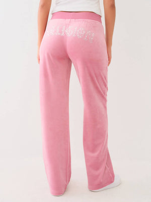 True Religion Crystal Wing Track Pants Stright Leg Heather Rose-True Religion