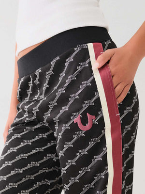 True Religion Monogram Ladies Track Pants Jet Black-True Religion