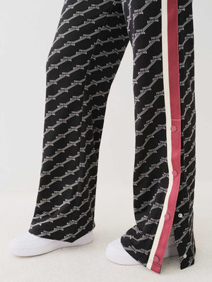True Religion Monogram Ladies Track Pants Jet Black-True Religion