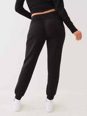 True Religion Branded Ladies Track Pants Jet Black-True Religion