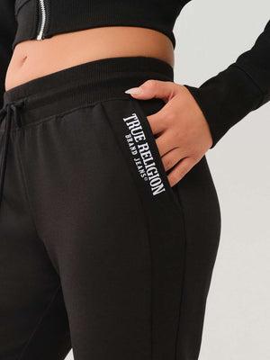 True Religion Branded Ladies Track Pants Jet Black-True Religion