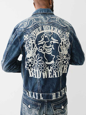 True Religion Big T Jacket Flame Jingled Dark Wash-True Religion