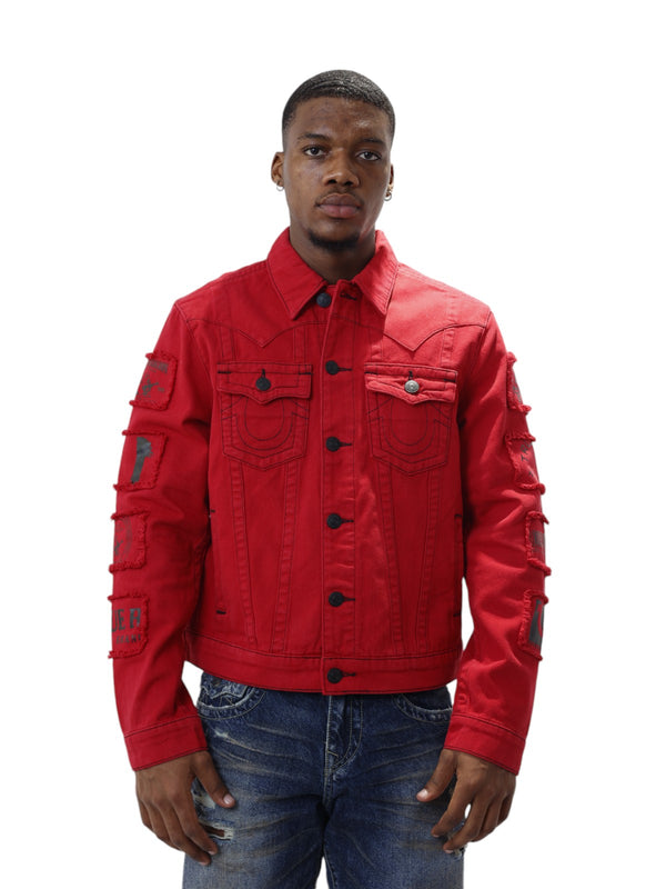 True Religion Jimmy Jacket Sleeve Patch Ruby Red