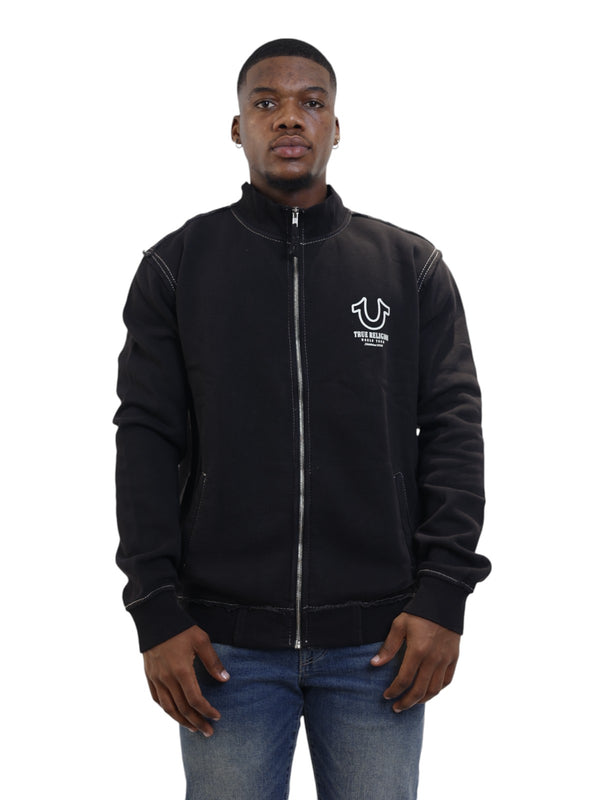 True Religion Pigment Zip Jacket Mock Neck Jet Black