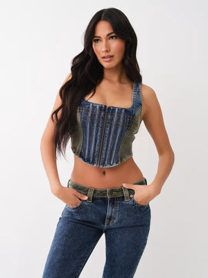 True Religion Corset Colour Block Medium Wash-True Religion