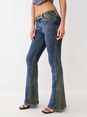 True Religion Mr Colour Block Flare Medium Wash-True Religion
