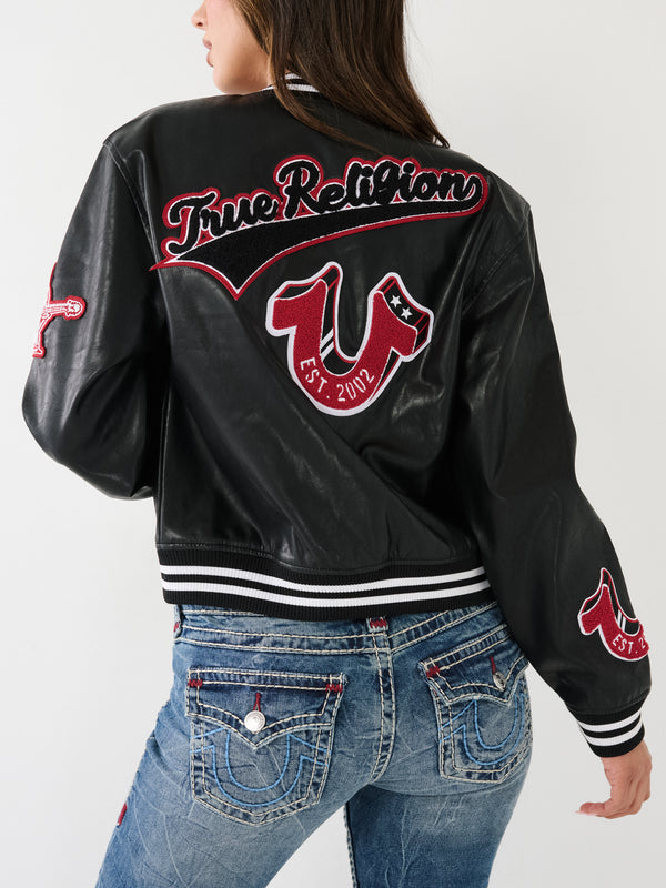 True Religion Jacket Varsity Logo Jet Black