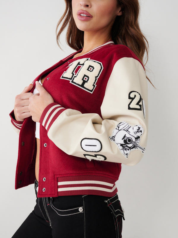 True Religion Varsity Jacket Tibetan Red