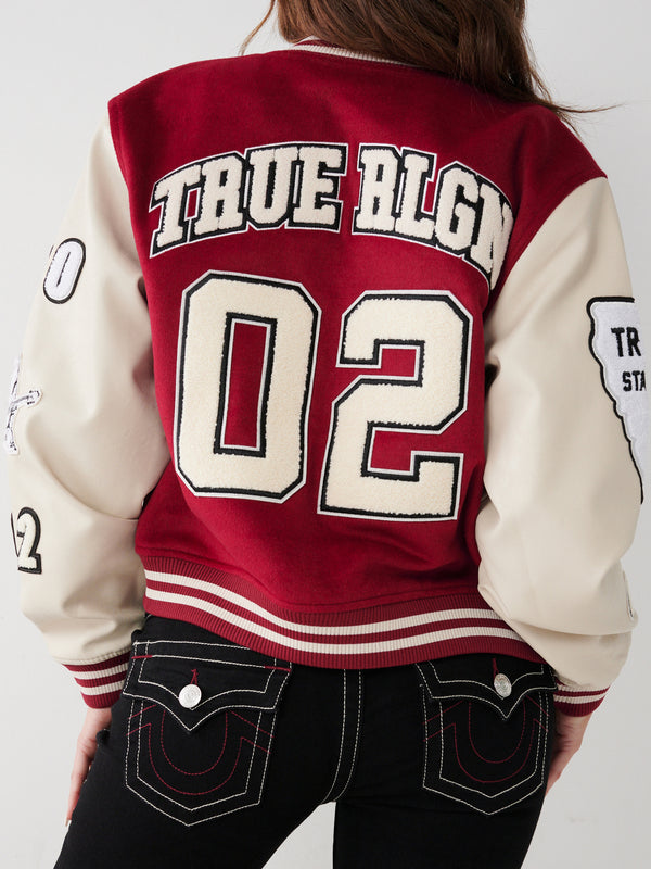 True Religion Varsity Jacket Tibetan Red