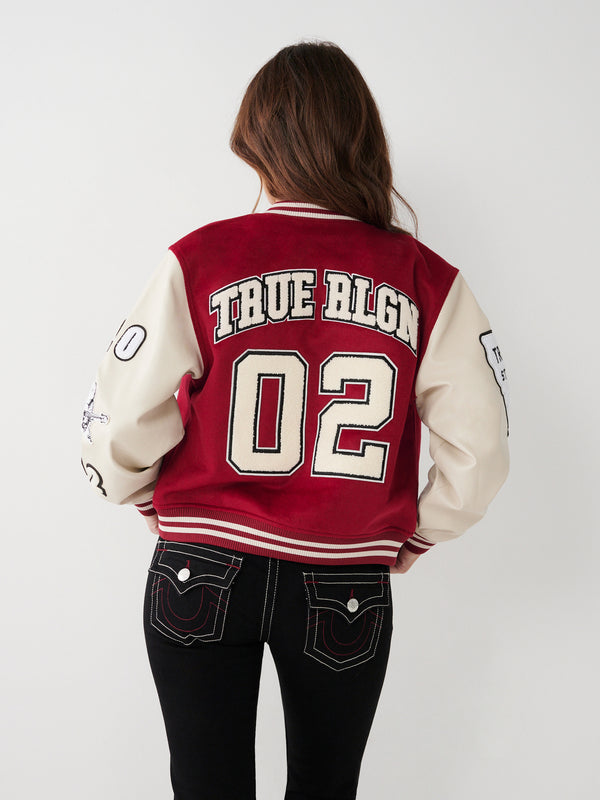 True Religion Varsity Jacket Tibetan Red