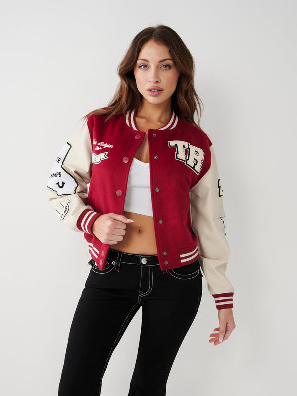 True Religion Varsity Jacket Tibetan Red