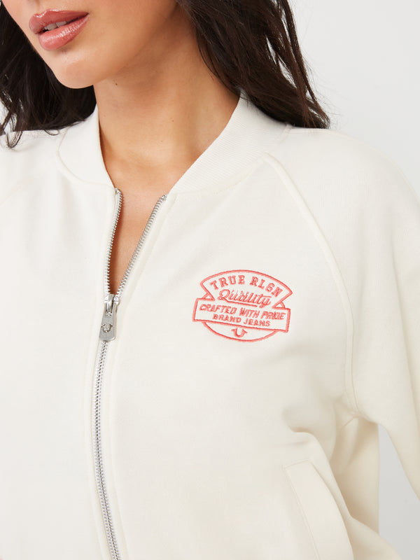 True Religion Branded Bomber Jacket Winter White